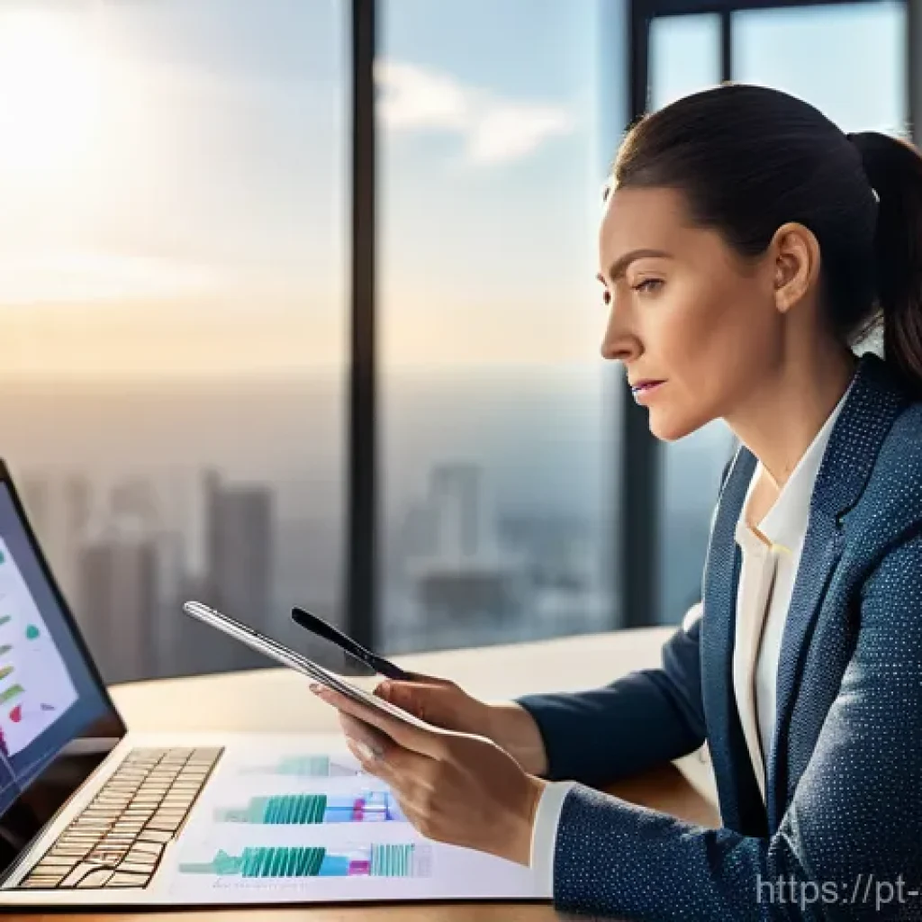 미디어 플래너의 다양한 경력 옵션 - **Data-Driven Strategist in Action:**
    A professional woman in her mid-30s, dressed in a stylish ...