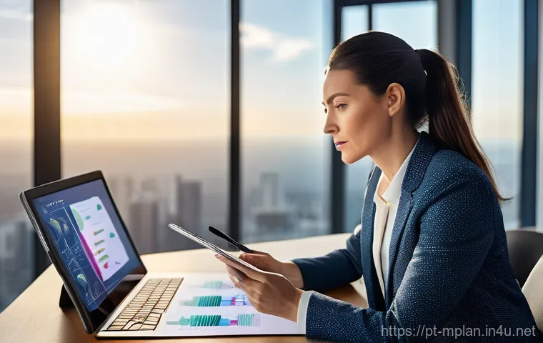 미디어 플래너의 다양한 경력 옵션 - **Data-Driven Strategist in Action:**
    A professional woman in her mid-30s, dressed in a stylish ...