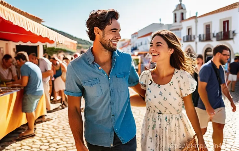 미디어 플래너의 광고 캠페인 기획 프로세스 - **Prompt:** A vibrant and authentic scene depicting a young Portuguese couple, both in their late 20...