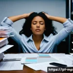 미디어 플래너의 업무 스트레스 관리 - **Image Prompt 1: The Contrast of Overwhelm and Apathy**
    A split image, depicting two distinct s...