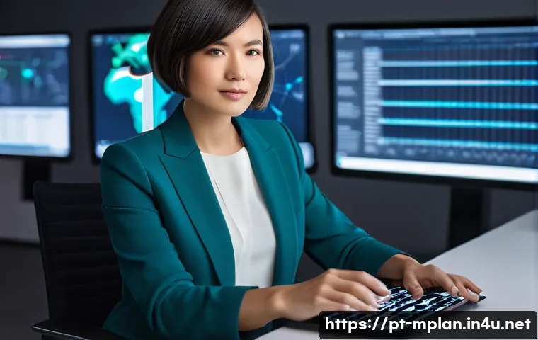 미디어 플래너가 성장할 수 있는 방법 - **Prompt 1: The Digital Media Strategist**
    A highly detailed, wide-angle shot of a focused femal...